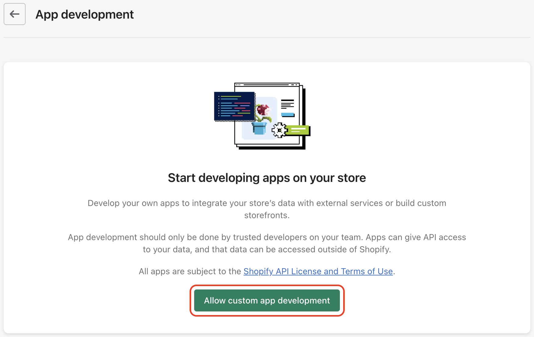 Allow custom app development screen 1