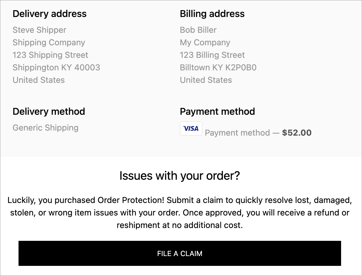 Shopify order confirmation email